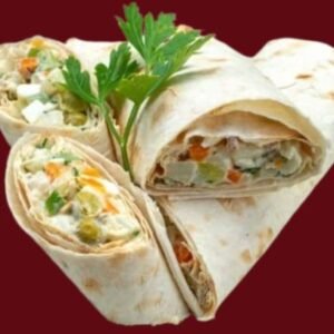 Paneer Kathi Roll with grilled paneer, veggies & sauces wrapped in paratha at The Social Kabob